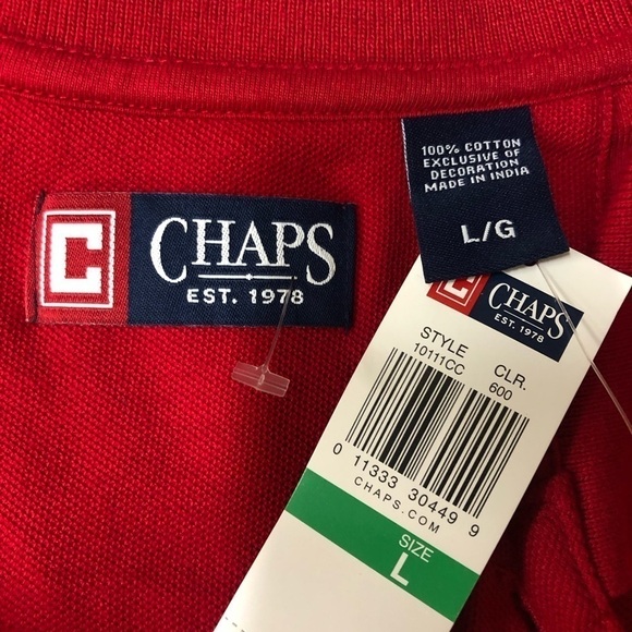 Chaps Mens Red Polo Shirt Size L NWT - Picture 3 of 5